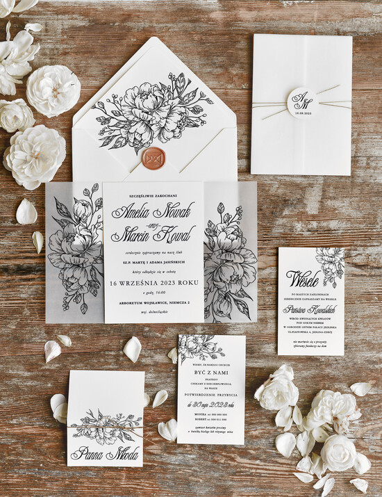 Zaproszenia ślubne Natura Proste Boho Zaproszenia Ślubne Róże  Minimalistyczne Zaproszenia na Ślub Delikatne Zaproszenie Ślubn 6/minimal/z