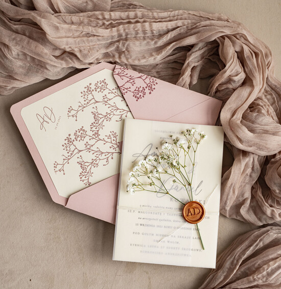 Zaproszenia ślubne Natura rustykalne zaproszenia ślubne Gipsówka naturalna zaproszenia na ślub, zaproszenie na ślub z suszoną  01/gipsKalL/z24