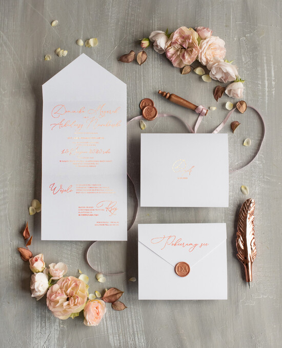 Zaproszenia ślubne Złote Glamour minimalistyczne złote zaproszenia ślubne złocone zaproszenia na ślub w folderze 01/foldbk/z