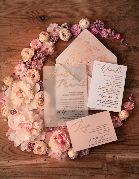 Zaproszenia ślubne Złote Glamour Złote  Minimalistyczne zaproszenia ślubne, złocone zaproszenie ślubne Proste zaproszenie na ślub Róż 1/kalkas/z