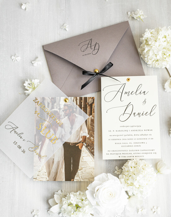 Zaproszenia ślubne Złote Glamour modne zaproszenia na ślub ze zdjęciem dla gości na pamiątkę, zaproszenia ślubne ze zdjęciem, ślubne  01/NewNit/z25
