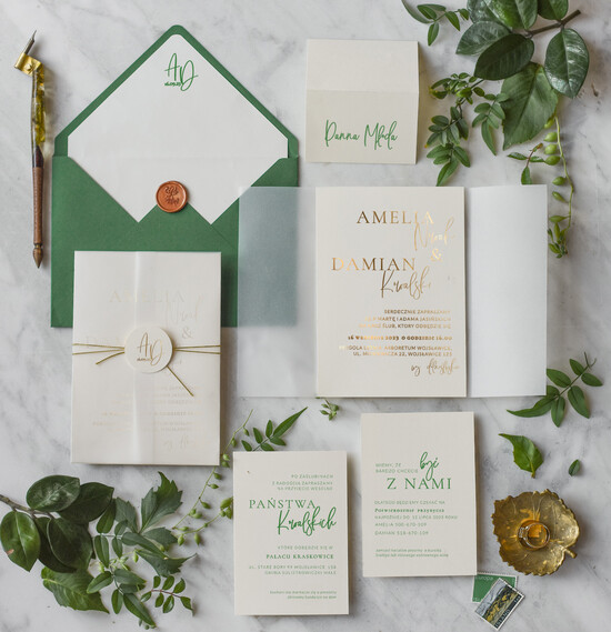 Zaproszenia ślubne Złote Glamour najpiękniejsze zaproszenia ślubne, nowoczesny styl glamour 07/goldFoldKal/z