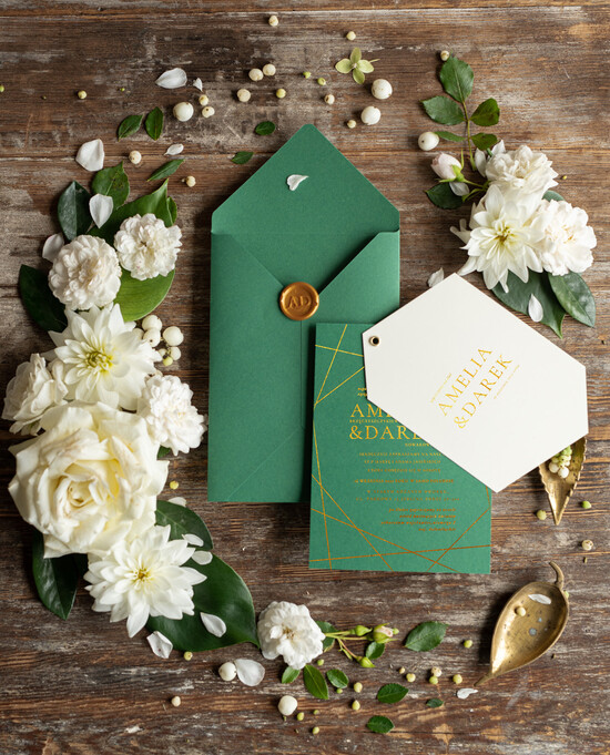 Zaproszenia ślubne Złote Glamour orginalne zaproszenia na ślub, klasyczne złote i błyszczące 04/geomlam/z