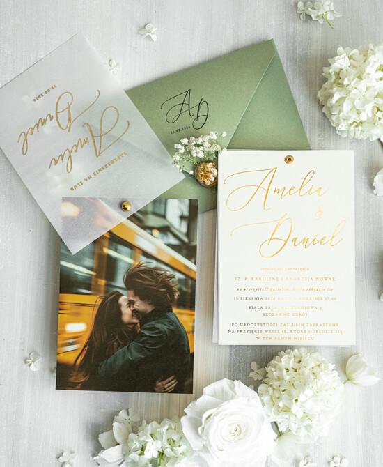 Zaproszenia ślubne Złote Glamour modne zaproszenia na ślub ze zdjęciem dla gości na pamiątkę, zaproszenia ślubne ze zdjęciem, ślubne  01/NewNitz/z25