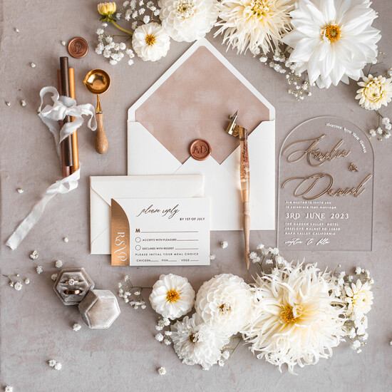 Zaproszenia ślubne Złote Glamour zaproszenia slubne przezroczyste, akrylowe zaproszenia na ślub, złote napisy na zaproszeniach ślubny 01/Plxgold/z