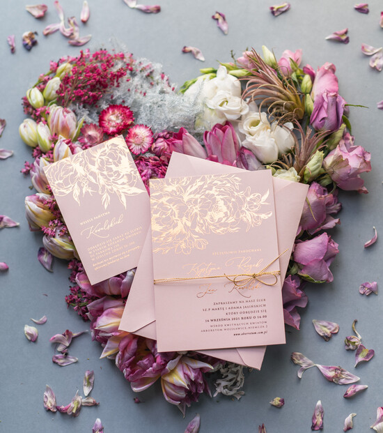 Zaproszenia ślubne Złote Glamour eleganckie pastelowe złote zaproszenia ślubne ze złotymi peoniami, złote zaproszenia na ślub, błyszc 01/goldkZ/z