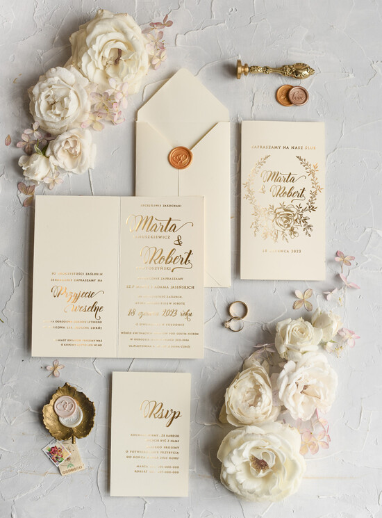 Zaproszenia ślubne Złote Glamour Minimalistyczne  Złote Zaproszenia Ślubne Glamour Proste  Złocone Zaproszenia na Ślub  Zaproszenie ś 06/goldsk/z