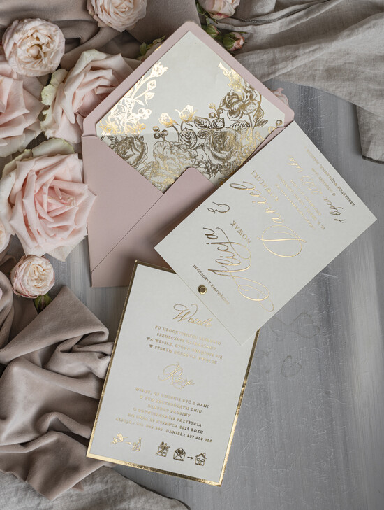 Zaproszenia ślubne Złote Glamour najpiękniejsze zaproszenia ślubne, złote glamour 01/ZłN/z25