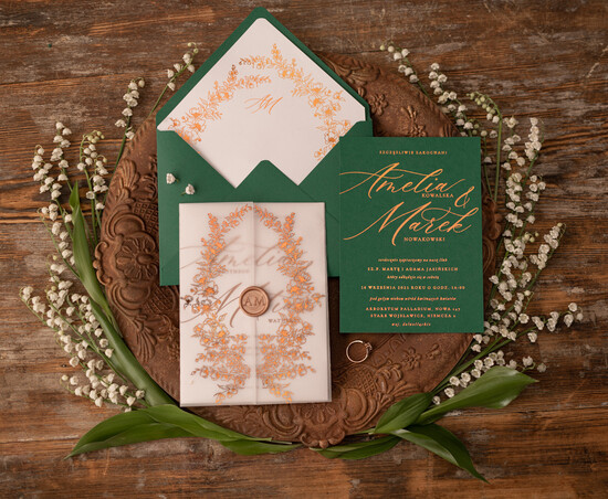 Zaproszenia ślubne Złote Glamour Złocone Eukaliptus Zaproszenia Ślubne Zieleń i Złoto  Zaproszenia na Ślub Delikatne Zaproszenie Ślub 10/glamF/z