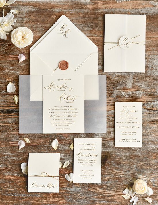 Zaproszenia ślubne Złote Glamour zaproszenia ślubne ręcznie robione, złote glamour 04/goldFoldKal/z