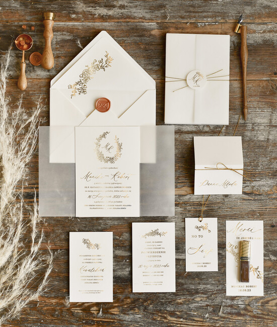 Zaproszenia ślubne Złote Glamour modne zaproszenia na ślub, elegancki styl glamour 05/goldFoldKal/z