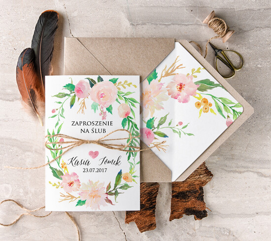 Zaproszenia ślubne Boho  boho zaproszenia ślubne kwiaty idealne na  romantyczne  wesele 06/BHsz1/z
