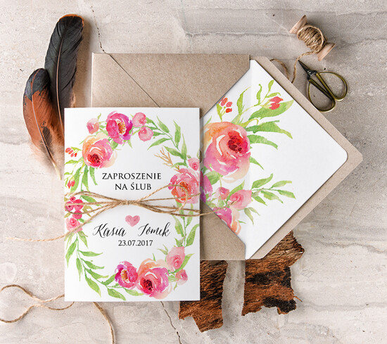 Zaproszenia ślubne Boho  nietypowe zaproszenia weselne, boho glam styl 07/BHsz1/z