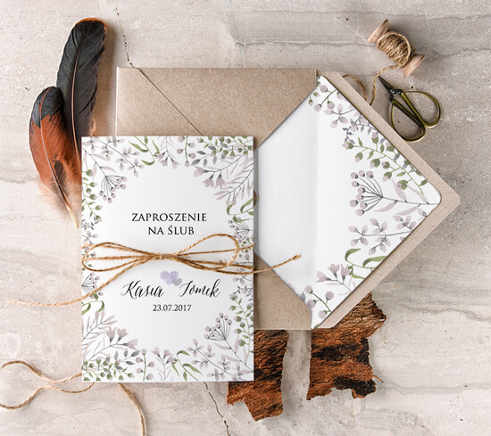 Zaproszenia ślubne Boho  zaproszenia ślubne robione na zamówienie, romantyczne boho wesele 11/BHsz1/z
