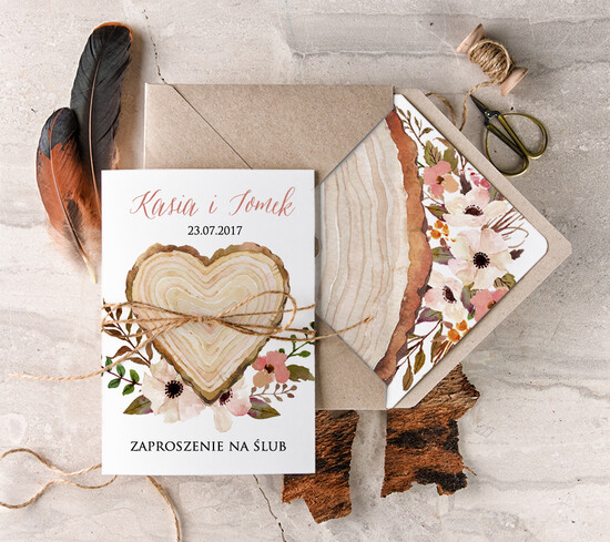 Zaproszenia ślubne Boho  nietypowe zaproszenia weselne, romantyczne boho wesele 13/BHsz1/z