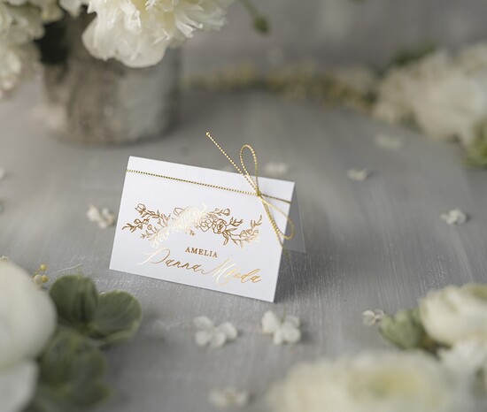 Winietki glamour eleganckie winietki na stół weselny wizytówki ślubne złote glamour, ozdobne winietki na ślub wizytów 04/glamF/w