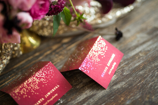 Winietki glamour ozdobne winietki na ślub wizytówki dla gości weselnych, rose gold lub złote 07/Glz3/w