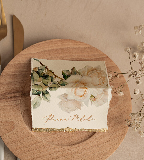 Winietki glamour winietki ślubne ze złotem, winietka na stół weselny z płatkami złota, winietki na stoły weselne ze z 02/WRzl/w