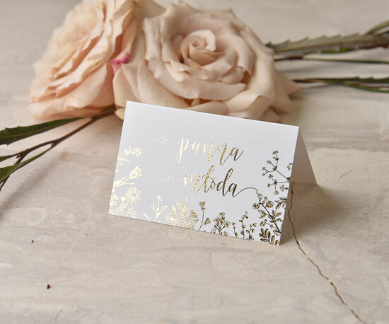 Winietki glamour ślubne winietki na stół weselny, eleganckie złote 10/GLz2/w