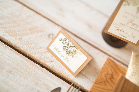 Winietki glamour ślubne wizytówki winietki na stół weselny, złote glamour 11/Glz4/w