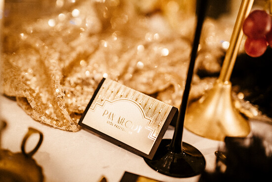 Winietki glamour ślubne winietki wizytówki dla gości weselnych, złote napisy 12/Glz8/w