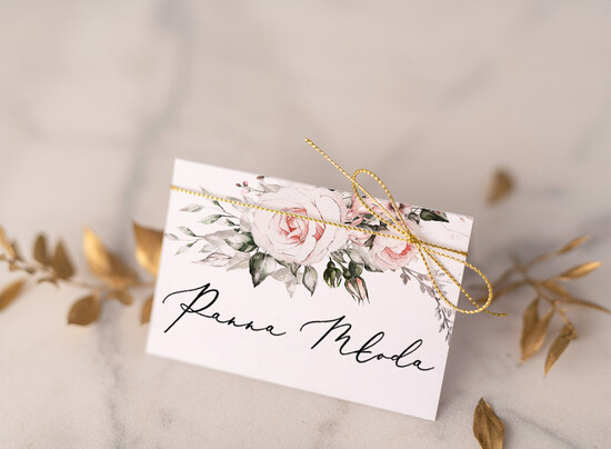 Winietki glamour ślubne winietki wizytówki dla gości weselnych, eleganckie złote 10/CBL/w