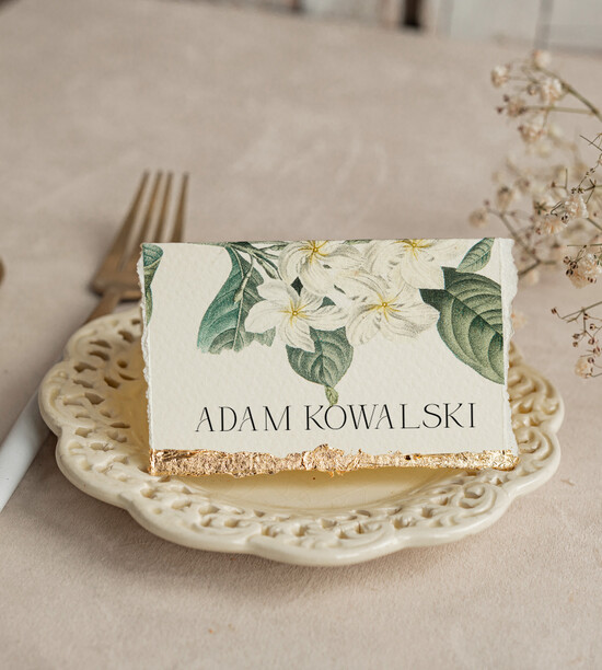 Winietki glamour winietki ślubne ze złotem, winietka na stół weselny z płatkami złota, winietki na stoły weselne ze z 02/WRz/w