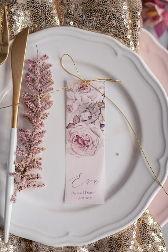 Winietki glamour ślubne wizytówki winietki na stół weselny, eleganckie złote 01/kalkaL/w