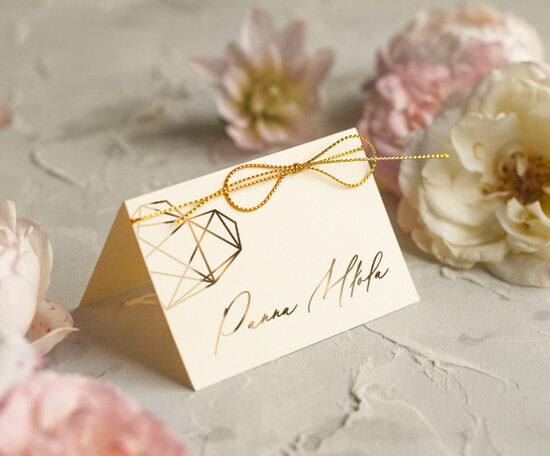 Winietki glamour winietki ślubne ze złotymi napisami, winietki ślubne wizytówki na stół weselny, złote lub srebrne li 01/goldbs/w