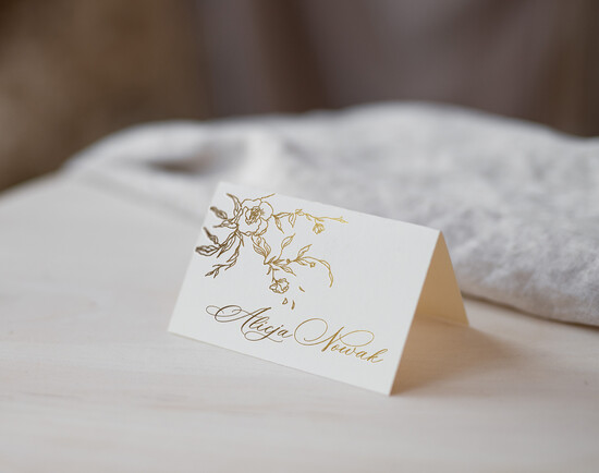 Winietki glamour delikatne winietki na stoły weselne, usadzenie gości na weselu winietki z nazwiskami gości, złote lu 01/LwsL/w25