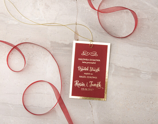 Zawieszki na butelki glamour ślubne zawieszki na alkohol, złote śmieszne teksty 005/GLz/zw