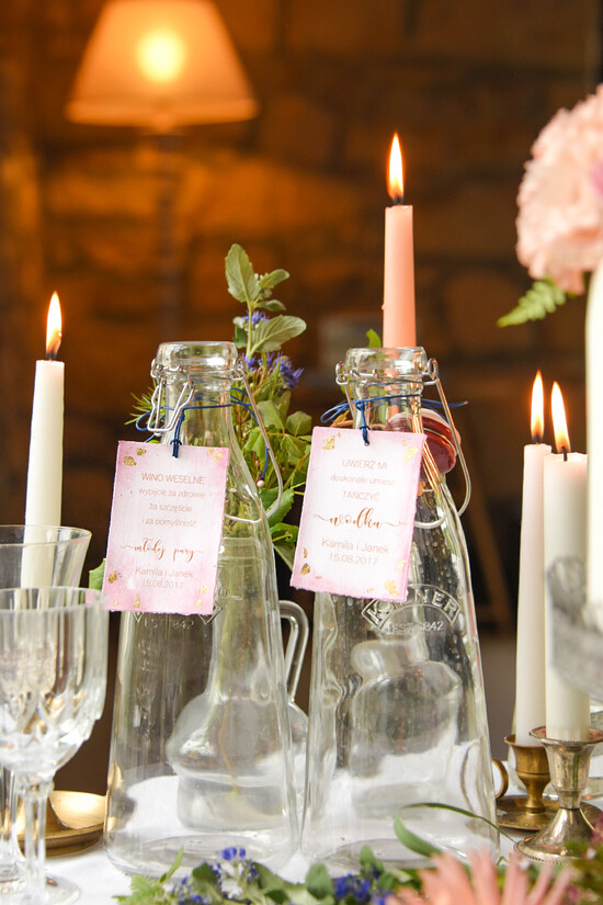 Zawieszki na butelki glamour etykieta na alkohol weselny, złote śmieszne teksty 01/GlgA/zw