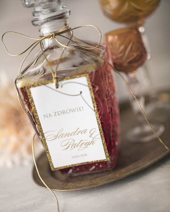 Zawieszki na butelki glamour ślubne zawieszki na alkohole, glamour z waszym tekstem 05/GLz5/zw