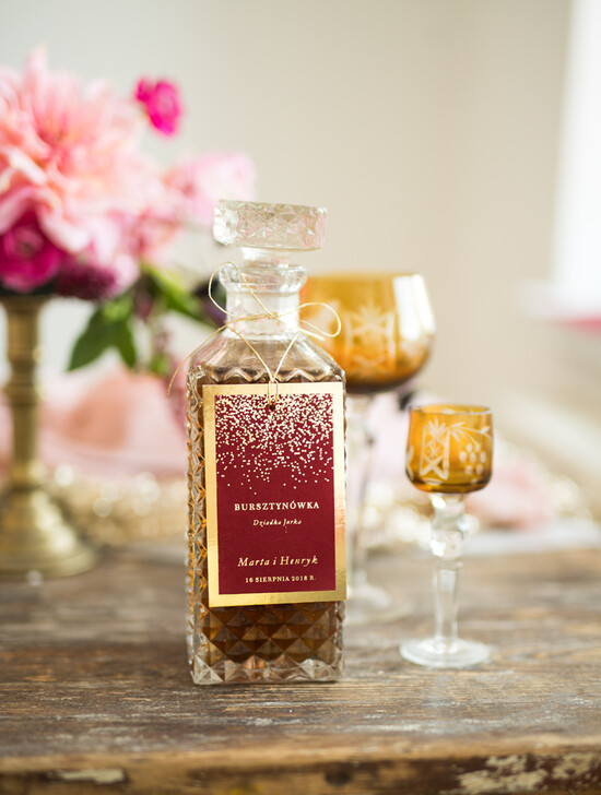 Zawieszki na butelki glamour zawieszka etykieta na alkohole weselne, złote ze śmieszną treścią 07//Glz3/zw