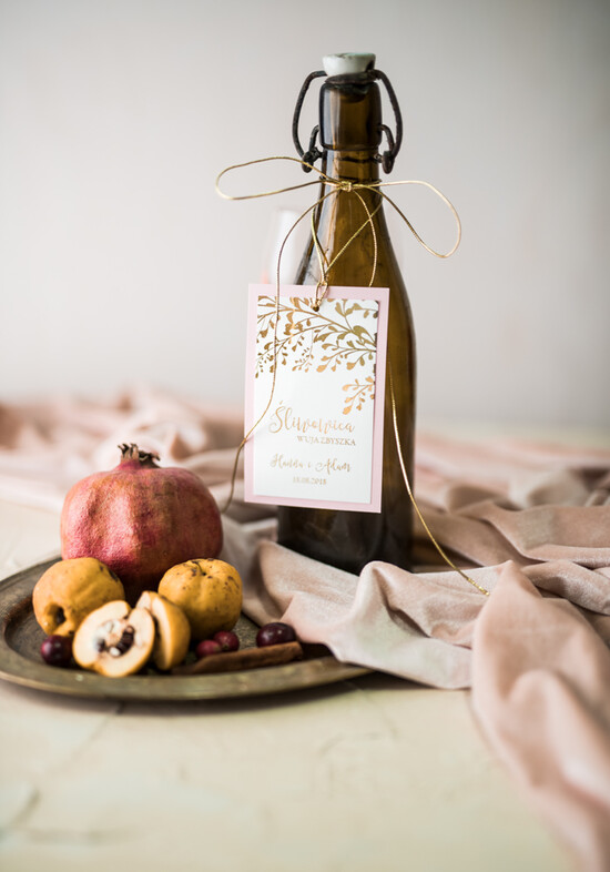 Zawieszki na butelki glamour zawieszki na nalewki weselne, złote z dowolnym tekstem 10/Glz6/zw