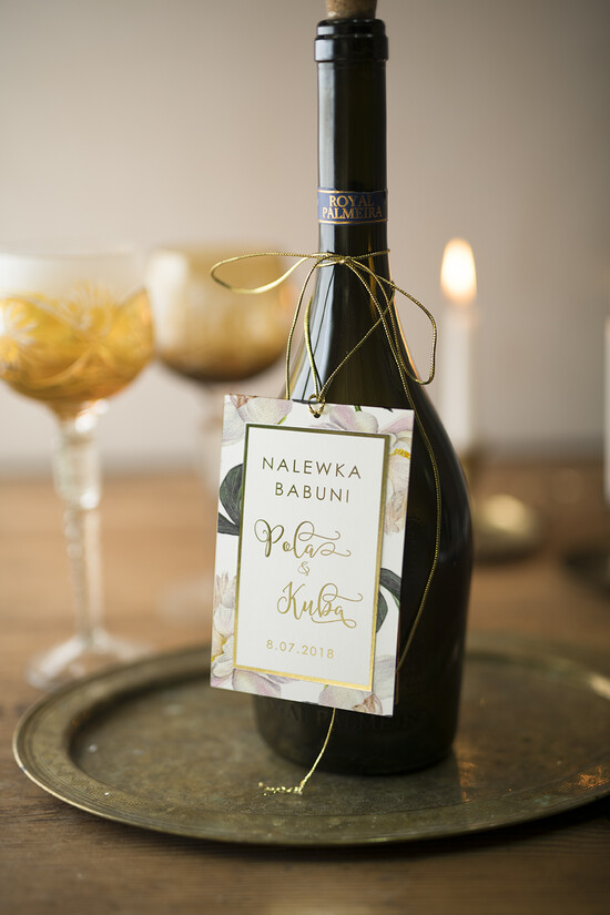 Zawieszki na butelki glamour zawieszki na nalewki weselne, glamour z waszym tekstem 10/GNO/zw