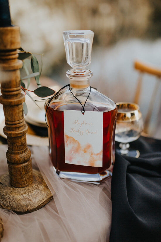 Zawieszki na butelki glamour etykieta na alkohol weselny, glamour z waszym tekstem 3/kali/zw