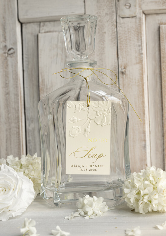 Zawieszki na butelki glamour piękne tłoczone zawieszki na alkohol weselny, złote zawieszki z dowolnym tekstem, zawieszka na butel 02/WWZ/zw25