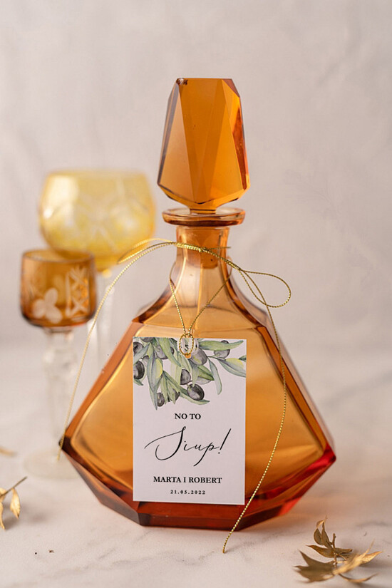 Zawieszki na butelki glamour zawieszki ślubne na butelki, glamour z dowolnym tekstem 06/CBL/zw