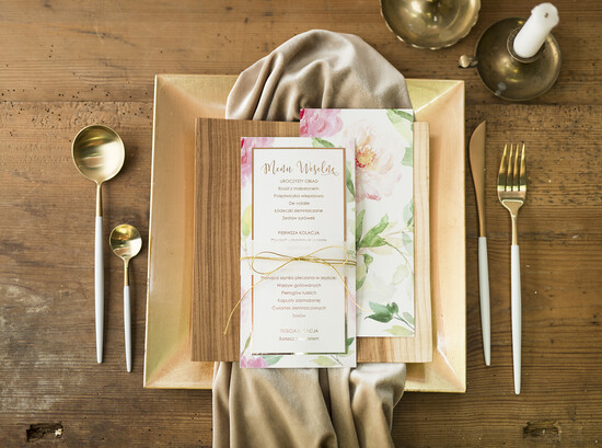 Menu glamour karta dań weselnych menu weselne plan podawania posiłków, złote lub srebrne napisy wasza treść 04/GNO/m