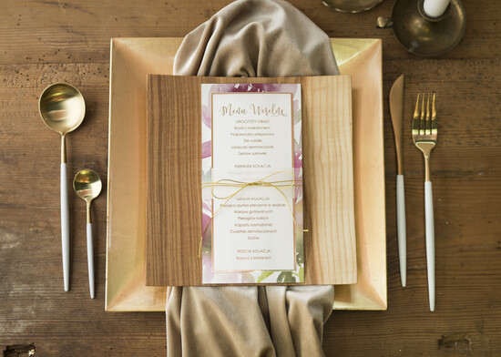 Menu glamour menu ślubne z planem posiłków, glamour złote litery wasza treść 09/GNO/m