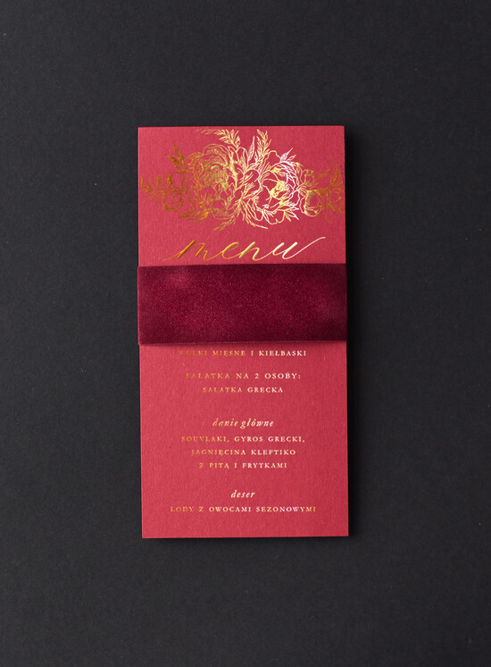 Menu glamour menu weselne plan podawania posiłków na weselu, glamour złote litery wasza treść 01/akrylwel/m