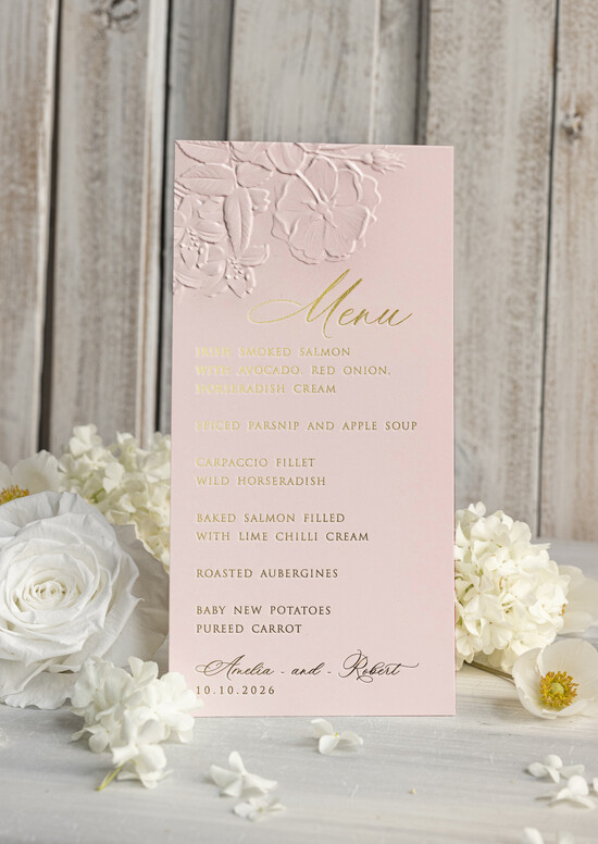 Menu glamour weselne menu karta potraw weselnych, złote i eleganckie na klasyczne wesele, menu weselne z tłoczony 01/TłoczWs/m25