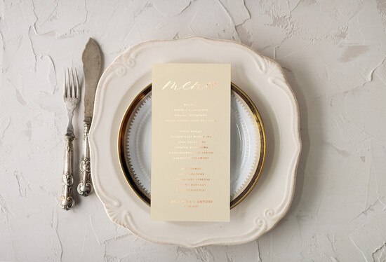 Menu glamour weselne menu karta potraw weselnych, złote i eleganckie na klasyczne wesele 4/gold/m