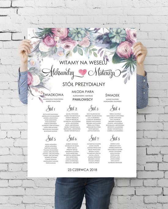 Plany stołów plan stołu plakat  plansza weselna plan stołów weselnych 007/kolbsz/PLE
