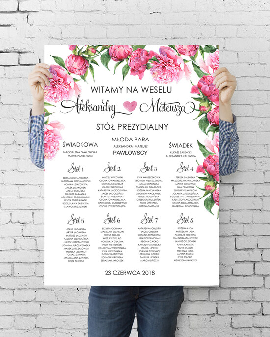 Plany stołów plan stołu plakat  tablica z rozmieszczeniem gości plan stołów weselnych 01/rstECO/PLE