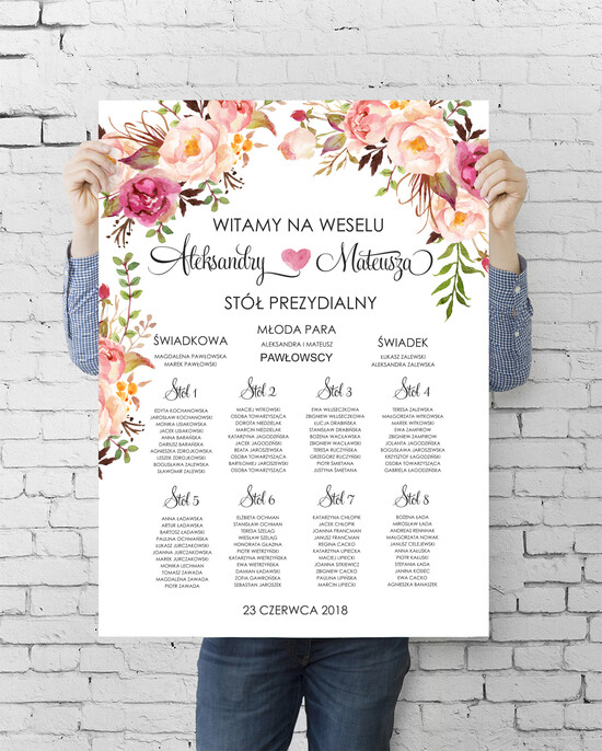 Plany stołów plan stołu plakat  powitanie gości na sali ślubnej i plan stołów 02/kolbSZN/PLE