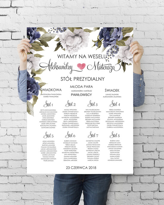 Plany stołów plan stołu plakat  plansza powitanie gości i plan stołów w jednym 04/bot/PLE