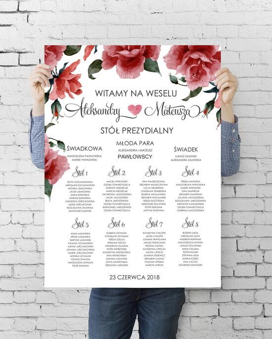 Plany stołów plan stołu plakat  powitanie gości na sali ślubnej i plan stołów 06/botKAL/PLE