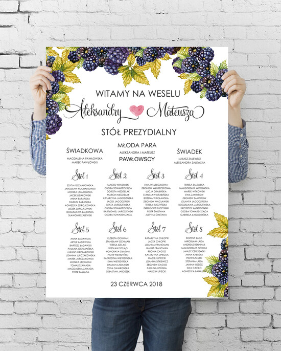 Plany stołów plan stołu plakat  powitanie i usadzenie gości plan stołów weselnych 06/rstKSZ/PLE